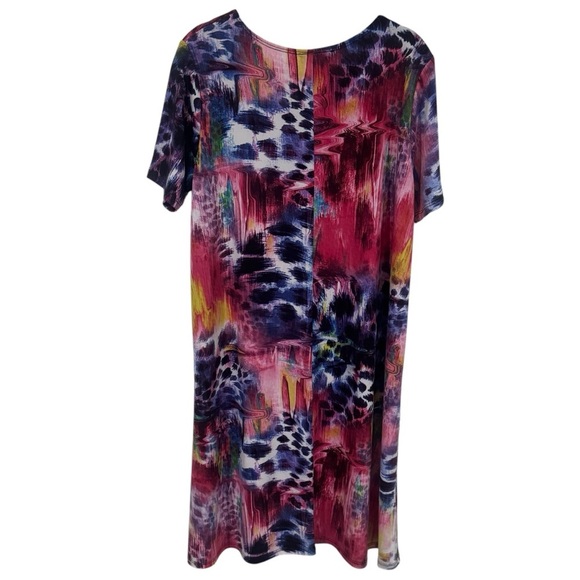 Sea & Anchor Multicolor Leopard Watercolor Print Jersey Knit Flowy Dress L/XL - Picture 5 of 9
